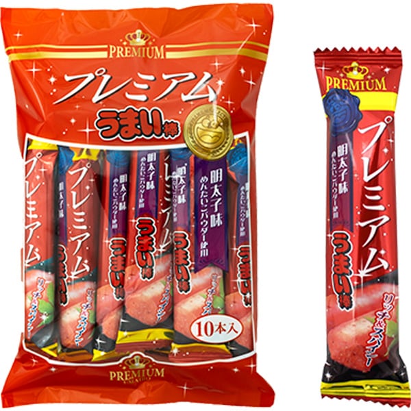 25円 やおきん プレミアムうまい棒 明太子味 [1袋 10個入]：駄菓子,お