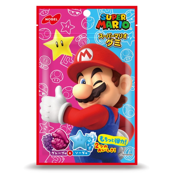 160円 ノーベル 50gスーパーマリオグミ グレープ味&ソーダ味 [1袋 6個