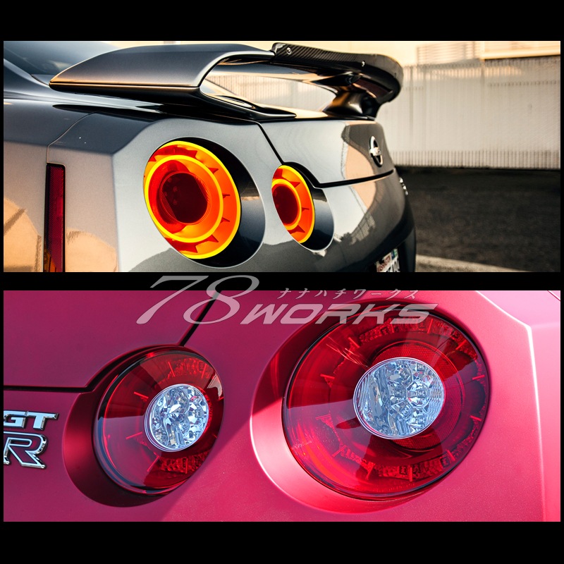 R35 NISSAN GT-R<BR>ファイバーテール<br>フルLED テールランプ<br>ウインカーLED<br>ブラック / レッドクリアー