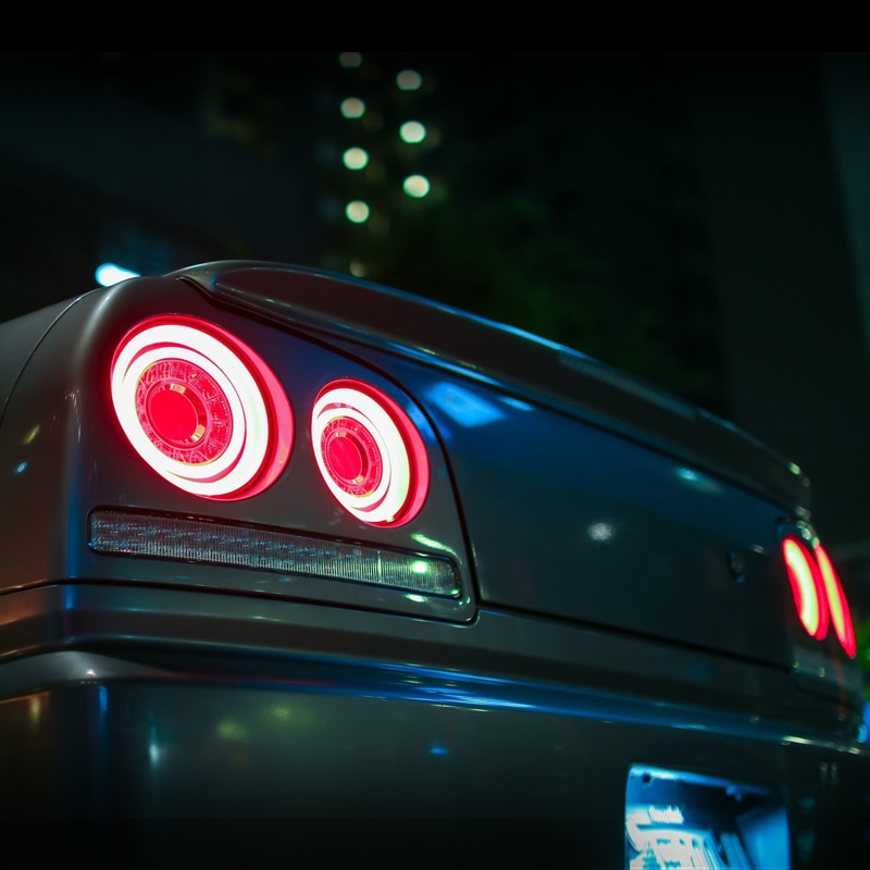 er34 テールランプ スカイラインクーペ LEDテール R34 2Dr クーペ用 ファイバーLED