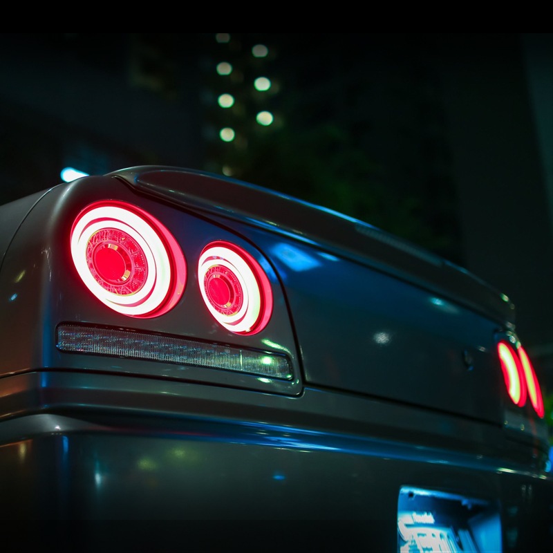 R34 スカイライン 4D セダン用<br>ENR34 ER34 HR34<BR>ファイバー LEDテールランプ<br>オールクリアー