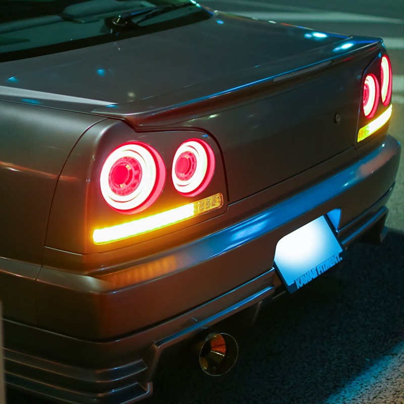 R34 スカイライン 4D セダン用<br>ENR34 ER34 HR34<BR>ファイバー LEDテールランプ<br>オールクリアー