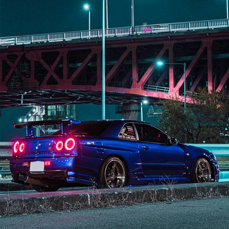 R34 スカイライン GT GT-R 2D クーペ用<br>BNR ENR ER HR<BR>ファイバー LEDテールランプ<br>オールクリアー