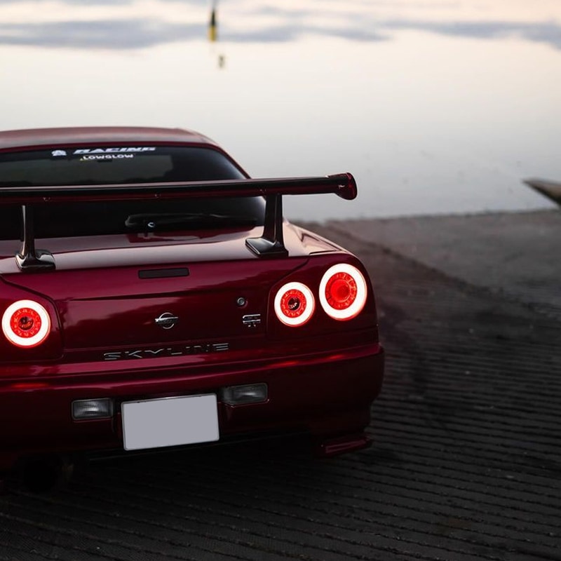 R34 スカイライン GT GT-R 2D クーペ用<br>BNR ENR ER HR<BR>ファイバー LEDテールランプ<br>オールクリアー
