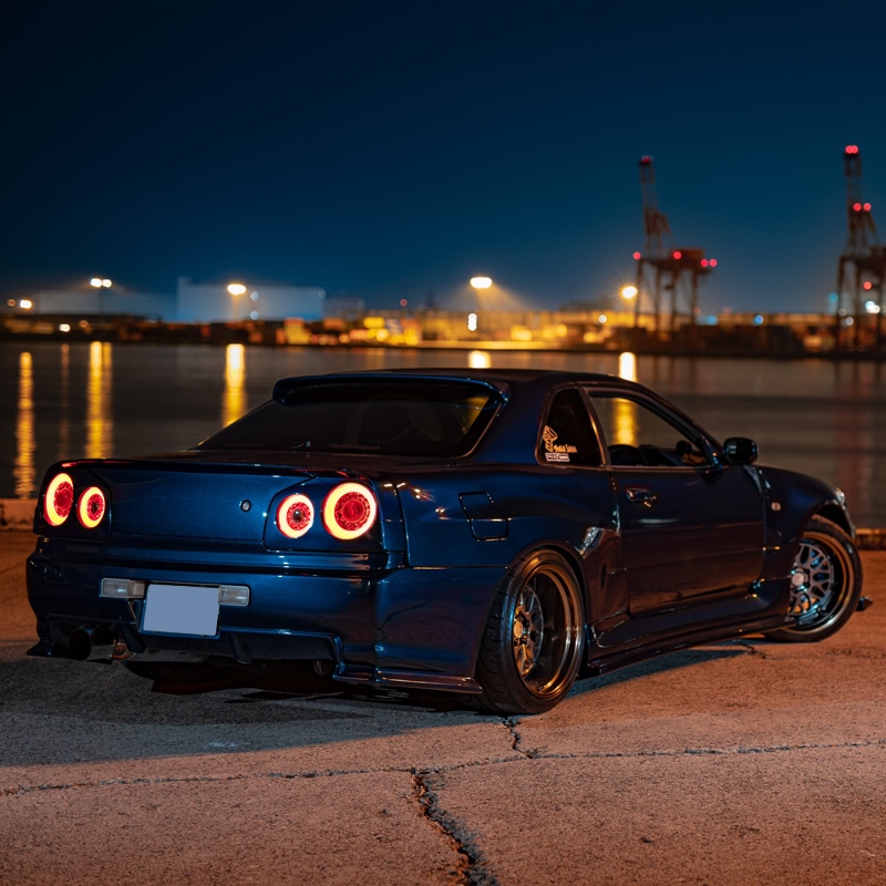 R34 スカイライン GT GT-R 2D クーペ用<br>BNR ENR ER HR<BR>ファイバー LEDテールランプ<br>オールクリアー