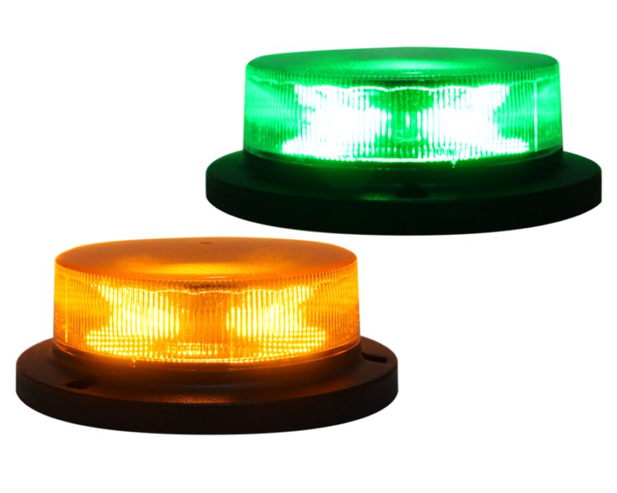 ナイトスター 12V/24V 超ロースタイルLEDビーコンランプ 7点滅パターン アンバーオレンジ/グリーン 薄型低頭LEDパトランプ