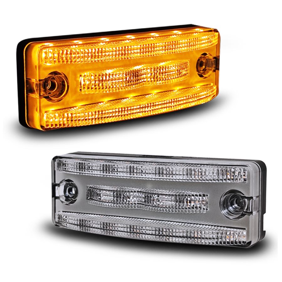 【保安基準適合・車検対応Eマーク取得済み】24V大型・中型トラック/汎用 3Dデザインサイドウインカー 中間ウインカー 左右1台分セット 