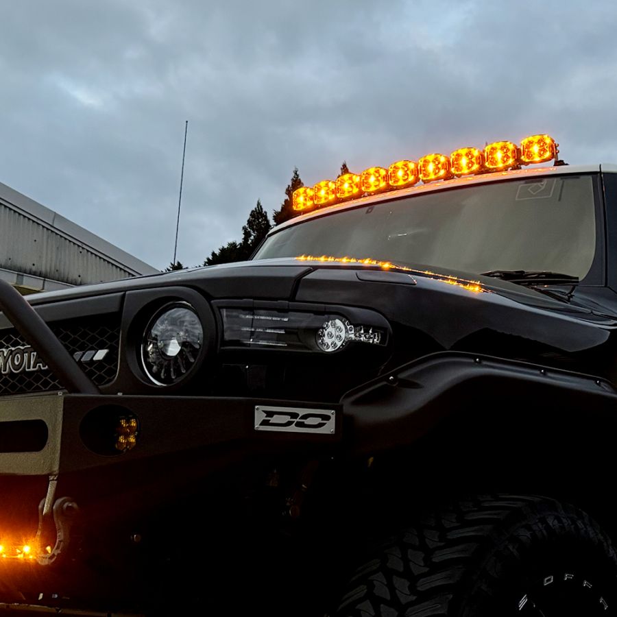 9連 12V/24V 3.5インチ角型LEDドライビングライト ポジションライト付き アンバーオレンジ