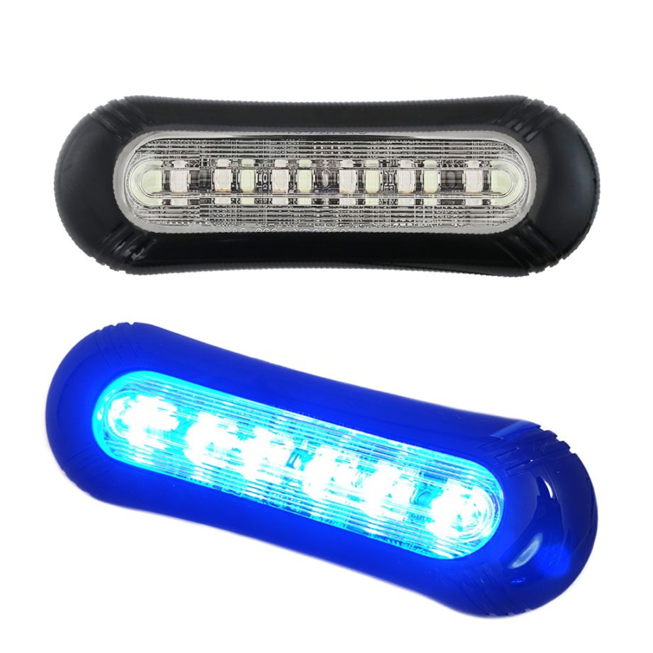 ナイトスター 12V/24V ブルー&UVライト ワーニングフラッシュマーカーランプ12LED 薄型流線形 20点滅パターン