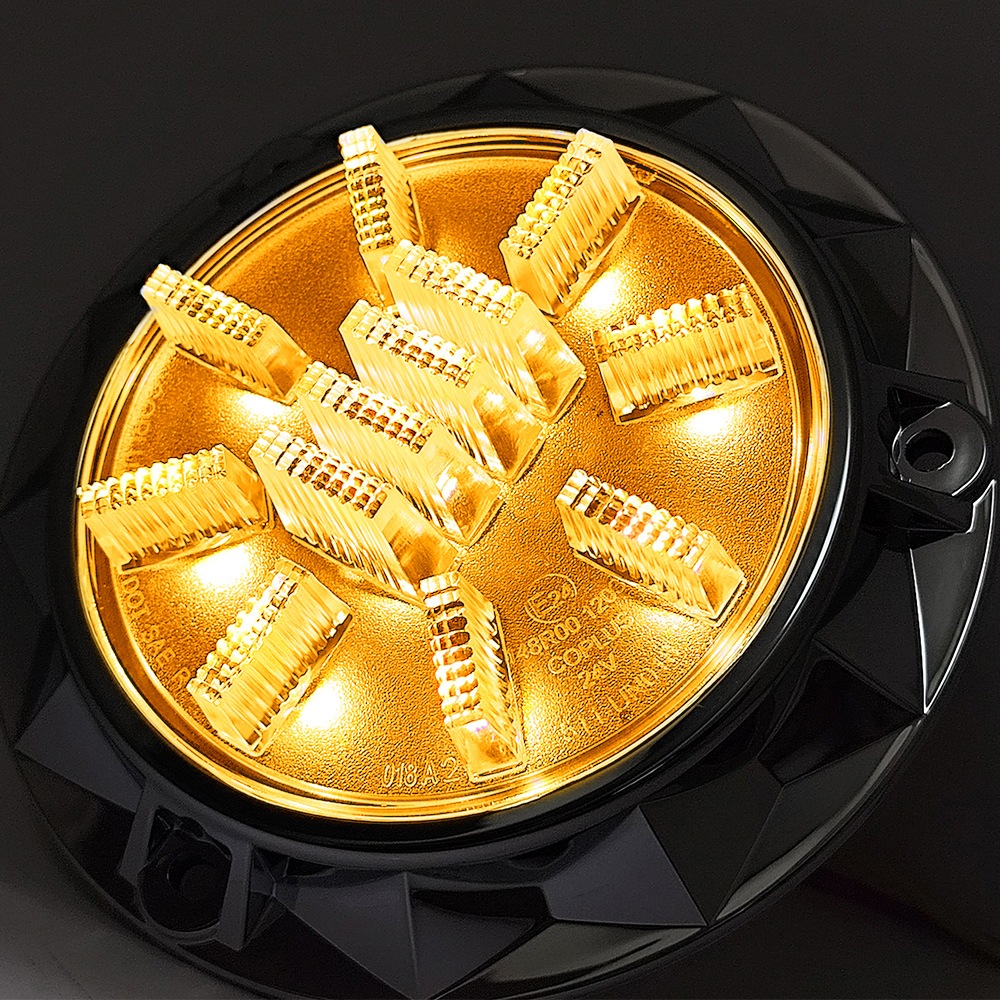 【保安基準適合・車検対応Eマーク取得済み】24V 丸型3Dデザインテール 単体 ウインカーランプ（クリアーオレンジ） トレーラーテール/大型・中型トラック/汎用・架装用