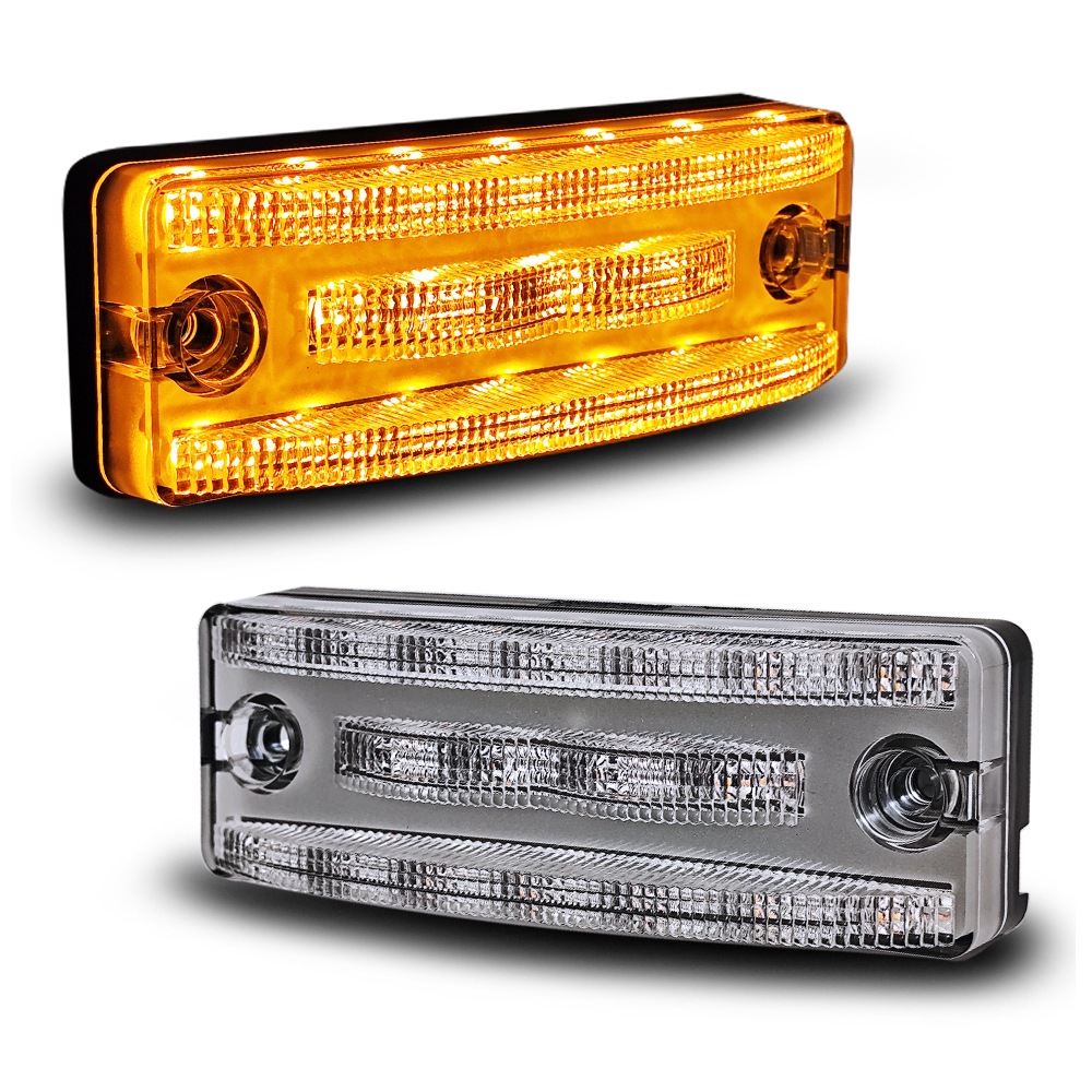 【保安基準適合・車検対応Eマーク取得済み】24V大型・中型トラック/汎用 3Dデザインサイドウインカー 中間ウインカー 左右1台分セット 