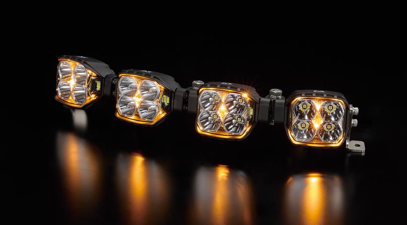 9連 12V/24V 3.5インチ角型LEDドライビングライト ポジションライト付き アンバーオレンジ