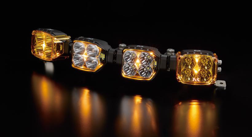 9連 12V/24V 3.5インチ角型LEDドライビングライト ポジションライト付き アンバーオレンジ