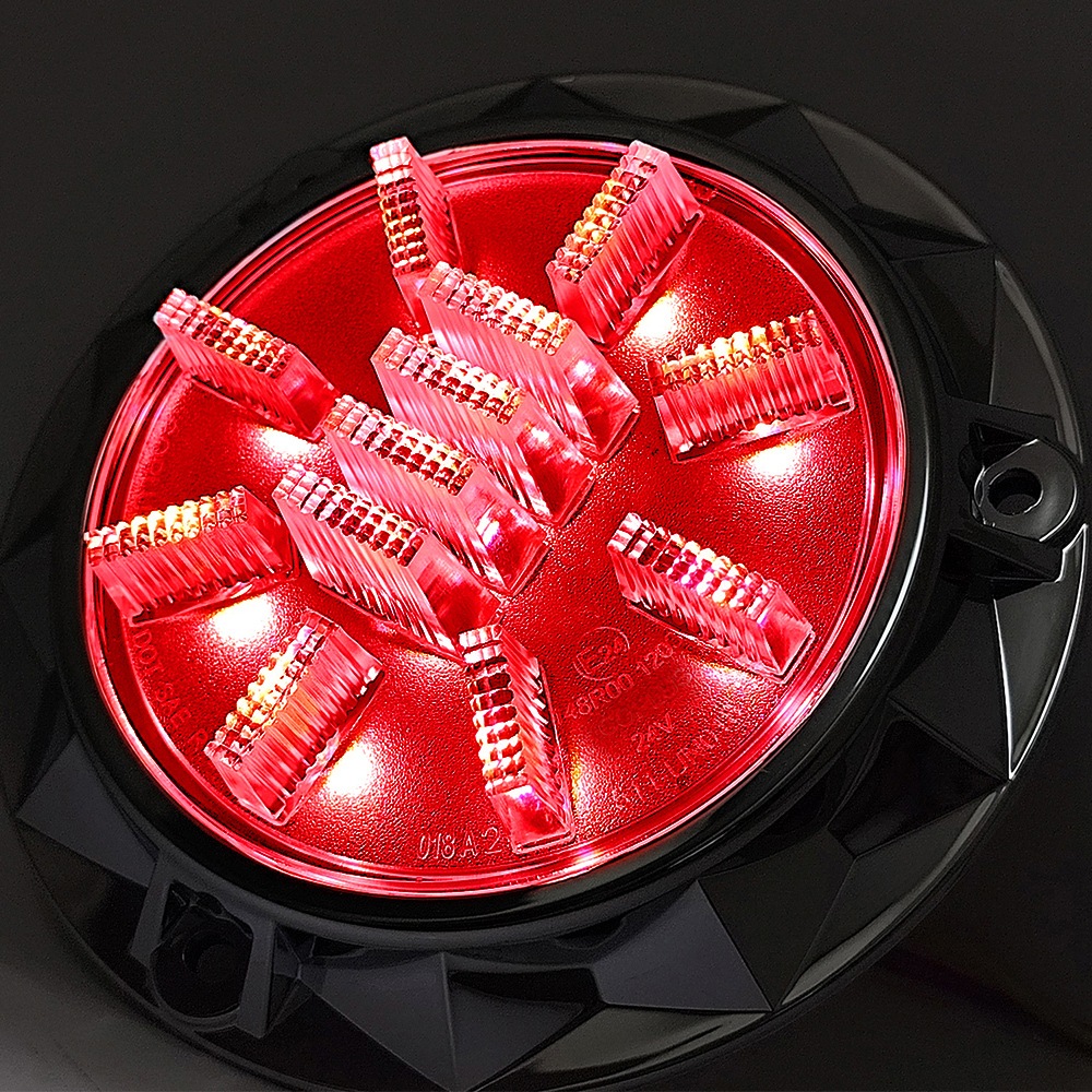 24V LEDトレーラーテール丸3連3Dデザイン/大型・中型トラック/汎用 ブラック/クロームメッキ テール・ウインカー・バックランプ 左右1台分セット