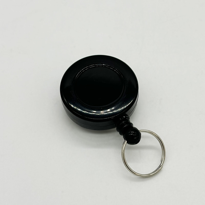 クリップ付リールキーホルダー/RI-2/約33mm/黒/1個｜作ろ！ドットコム