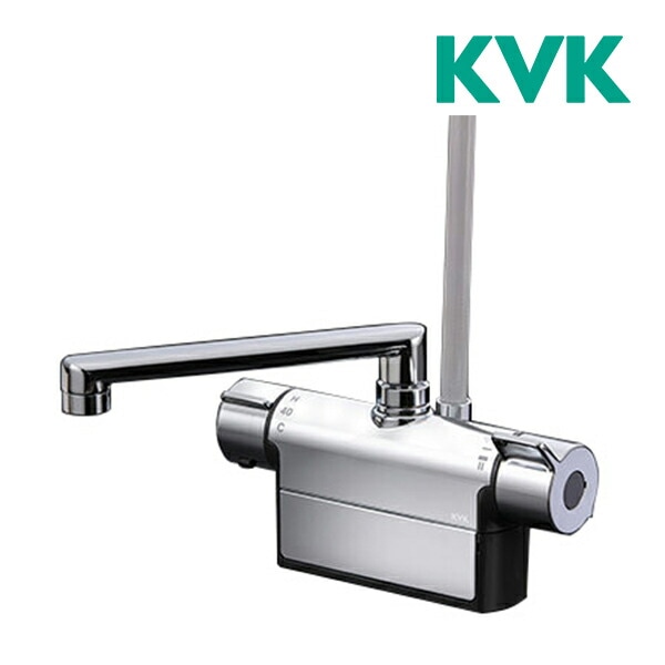 KVK デッキ形サーモスタット式シャワー混合水栓 取付ピッチ120mm KF771YT KVK デッキ型サーモスタット式シャワー混合水栓 取付ピッチ120mm 吐