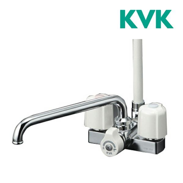 kvk 台付 デッキ形2ハンドルシャワー シャワー水栓　フック付き KF12E デッキ形2ハンドルシャワー：KF12｜浴室用水栓：デッキ形2
