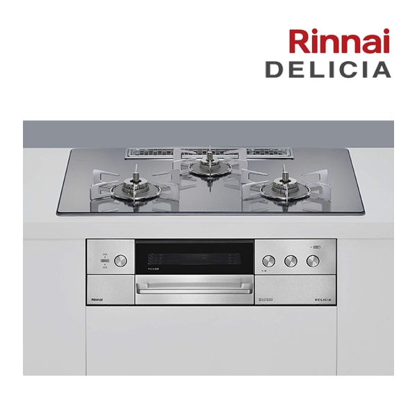 プロパンガス(LPG)●リンナイ ガスビルトインコンロ【RHS72W39M13RSTW】デリシア 3V乾電池 操作部シンプル プラチナミラー 幅75cm