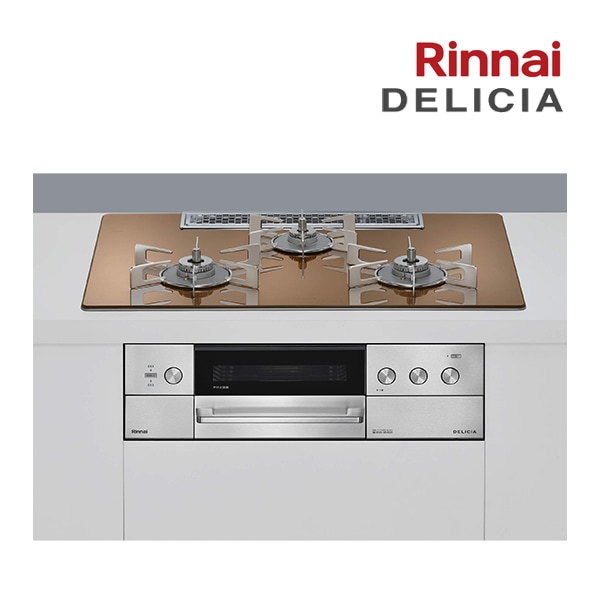 都市ガス(12A/13A)●リンナイ ガスビルトインコンロ【RHS72W39M12RSTW】デリシア 3V乾電池 操作部シンプル スパークリングカッパー 幅75cm