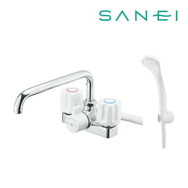 ◆15時迄出荷OK！∠三栄水栓/SANEI 水栓金具【SK71-W-13】ツーバルブデッキシャワー混合栓(共用形)