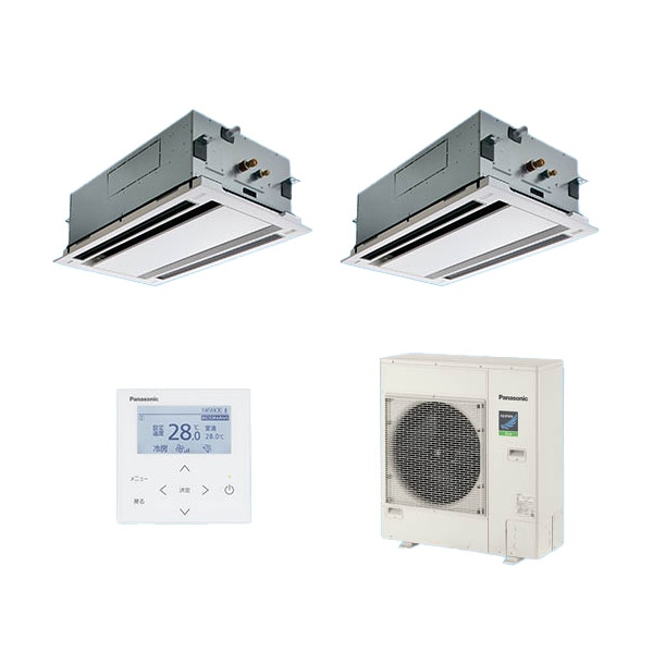 ●βパナソニック 業務用エアコン【PA-P112L7HDC】[分岐管セット] 2方向天井カセット形 同時ツイン エコナビ 三相200V P112形 4.0馬力相当