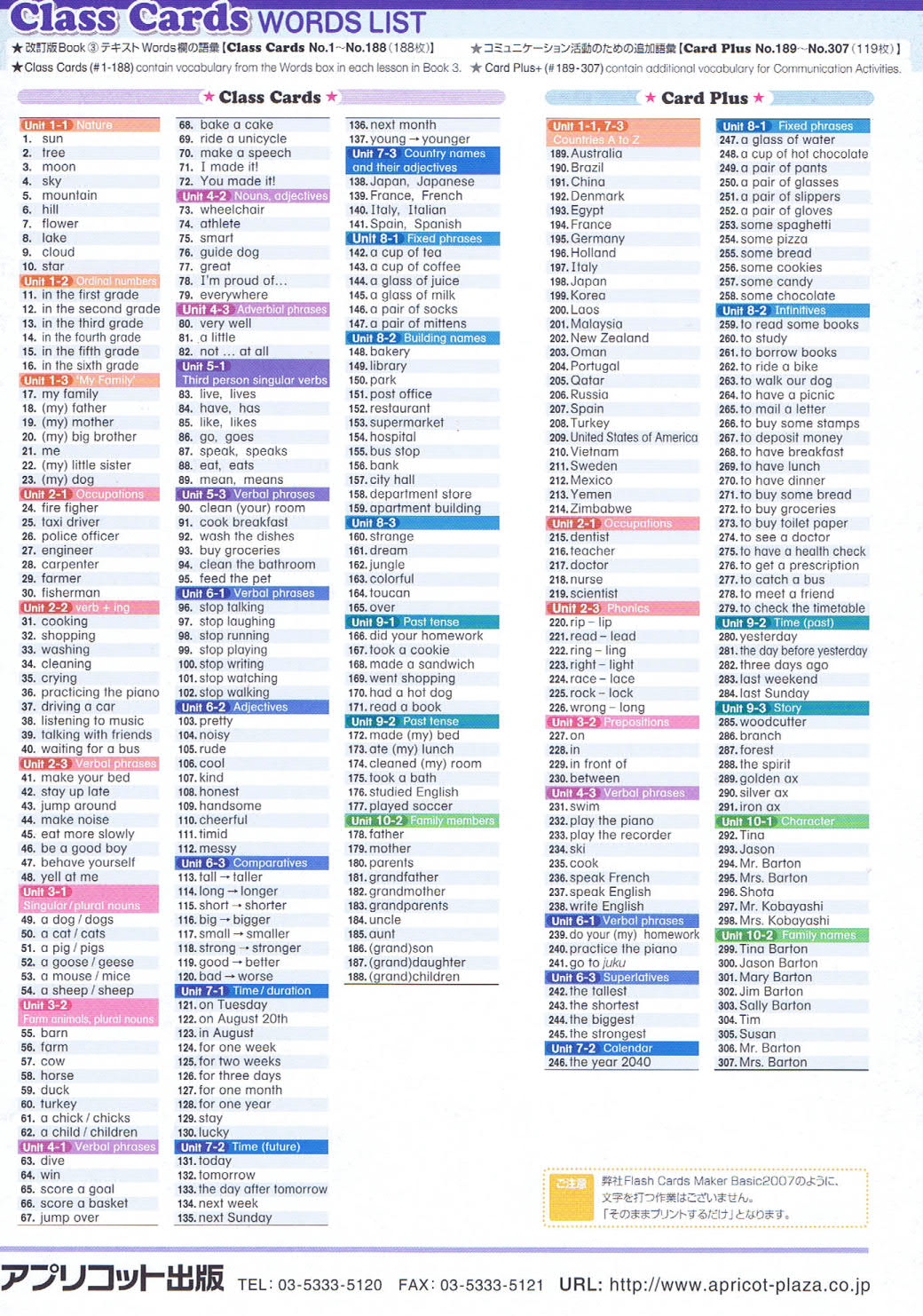 Printed CardsǡLearning World 3 (2nd) Class Cards