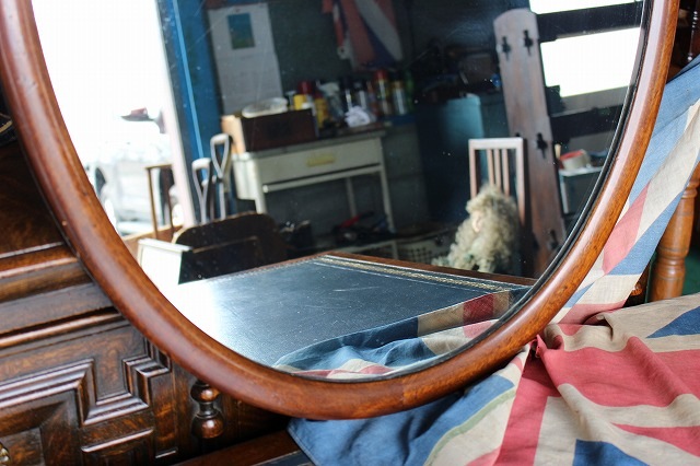 イギリスアンティーク家具 壁掛けミラー マホガニー/フレームミラー 鏡