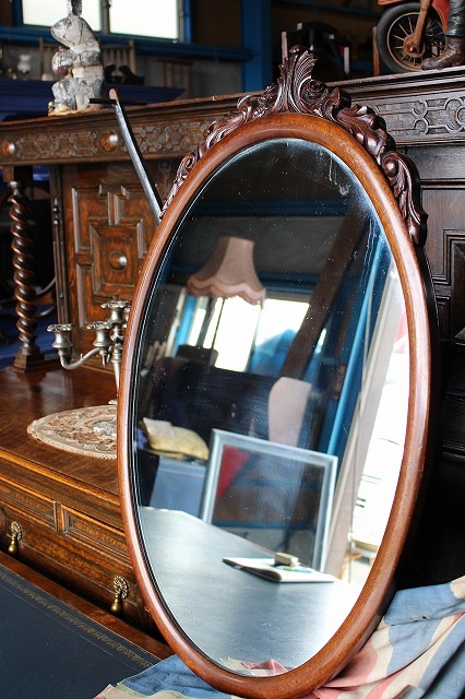 イギリスアンティーク家具 壁掛けミラー マホガニー/フレームミラー 鏡