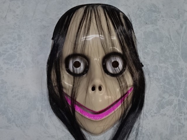 ハロウィン被り物・ギョロ目口裂け女マスク、お面タイプ