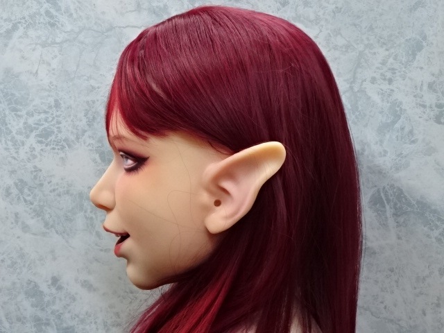サンプル写真使用品・シリコンフィメールマスク・小悪魔ミム(角無し1号メイク)