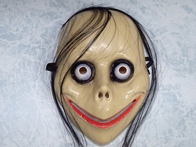 ハロウィン被り物・ギョロ目口裂け女マスク、お面タイプ