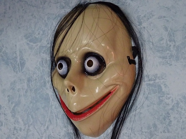 ハロウィン被り物・ギョロ目口裂け女マスク、お面タイプ