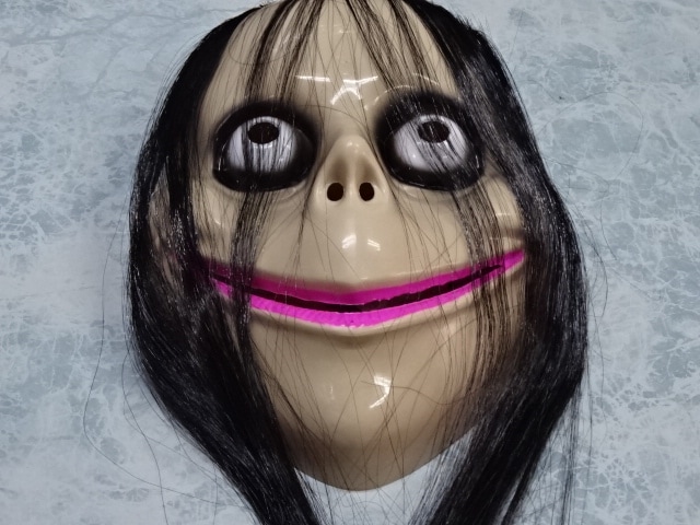 ハロウィン被り物・ギョロ目口裂け女マスク、お面タイプ