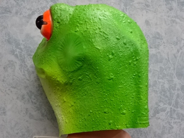 カエルの被り物、リアル眼球のかえる・カエルマスク です。