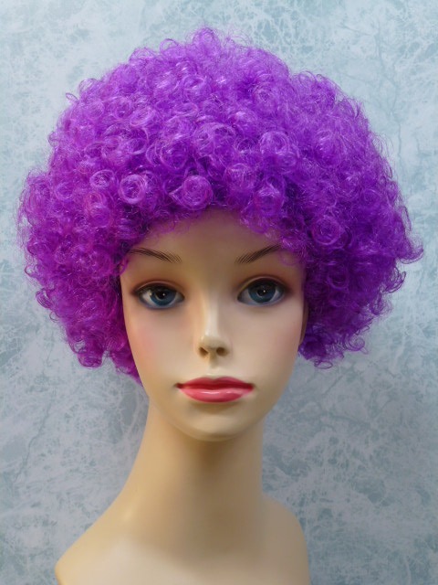 アフロヘアーかつら・ネオンカラーバイオレット