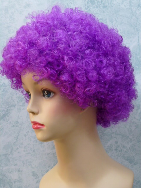 アフロヘアーかつら・ネオンカラーバイオレット