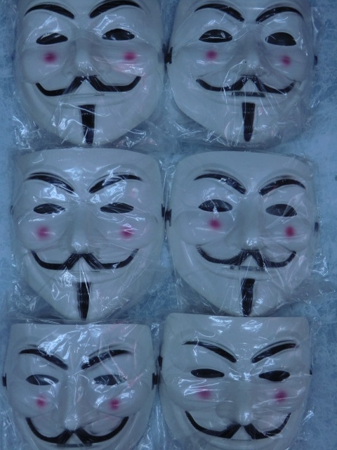 ガイ・フォークス、アノニマスマスク風、仮装 髭仮面・白