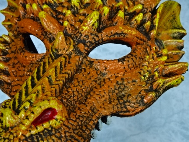 黄,龍の被り物・ドラゴンマスク、龍のマスク・イエロー。