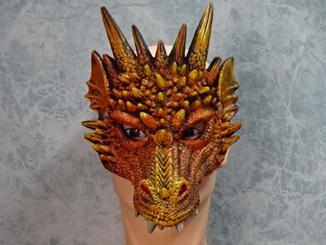 黄,龍の被り物・ドラゴンマスク、龍のマスク・イエロー。