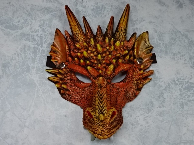 黄,龍の被り物・ドラゴンマスク、龍のマスク・イエロー。