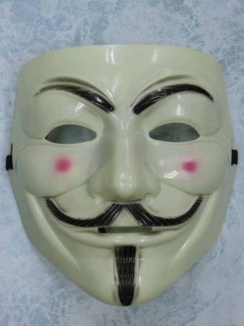 アノニマスマスク風、仮装 髭仮面・黄色