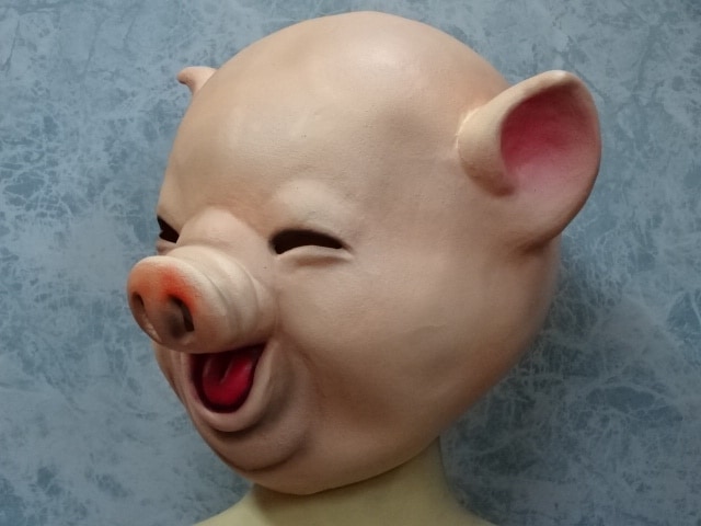 豚の被り物・アニマル ブタちゃんマスク・フルフェイスの豚のお面です