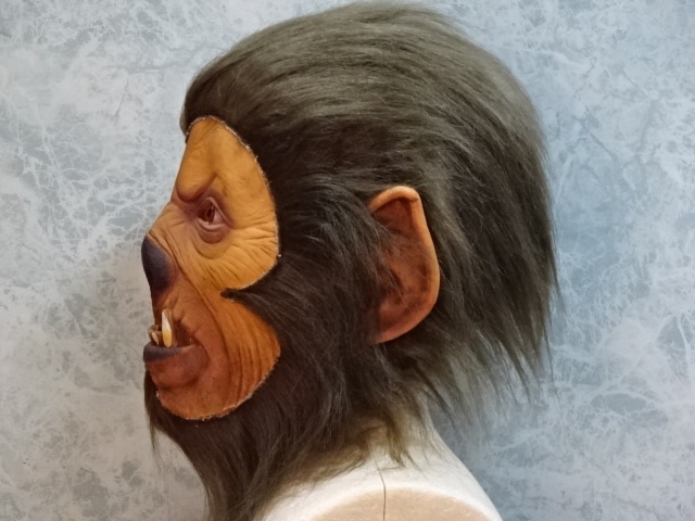 狼男の被り物、ウルフマンマスク。オオカミ男のフルフェイスお面です。スリラーの狼男のものまね被り物。