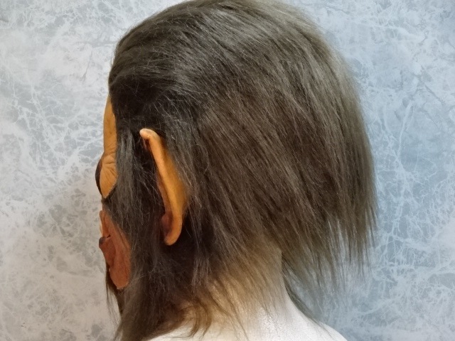 狼男の被り物、ウルフマンマスク。オオカミ男のフルフェイスお面です。スリラーの狼男のものまね被り物。