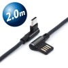 アルミニウムヘッド 両L型ケーブル for Type-C 2.0m ブラック AHLTC20-BK【ネコポス便配送制限 3点まで】