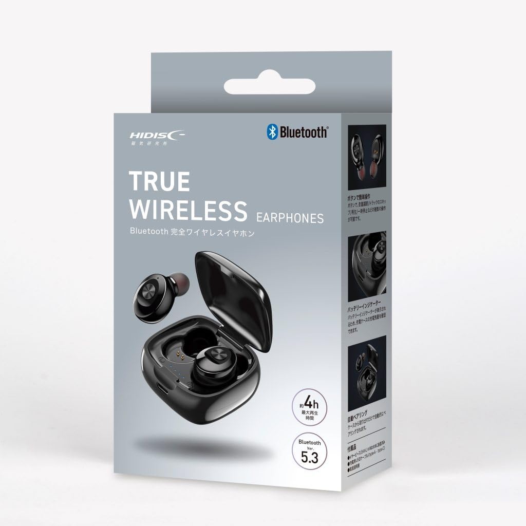 ワイヤレスイヤホン イヤホン フルワイヤレスヘッドホン 完全ワイヤレスイヤホン HIDISC ハイディスク ブルートゥース Bluetooth 完全ワイヤレス