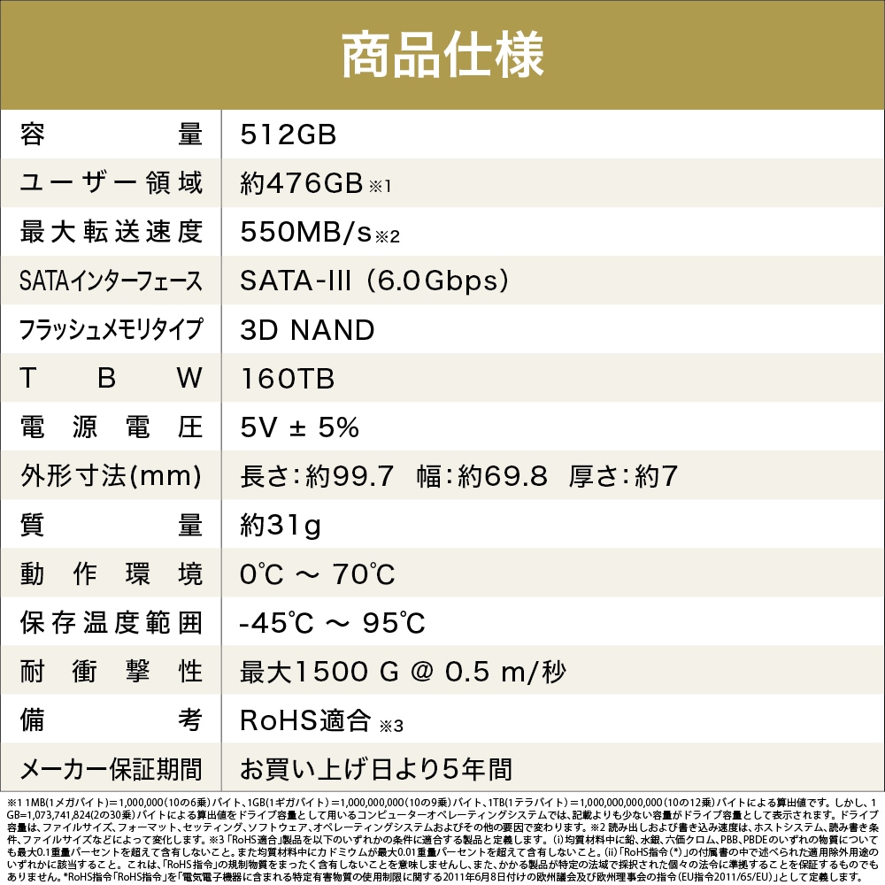 SSD 内蔵 512GB 内蔵SSD 最大550MB/s SATA 2.5インチ 2.5型 7mm SATA3