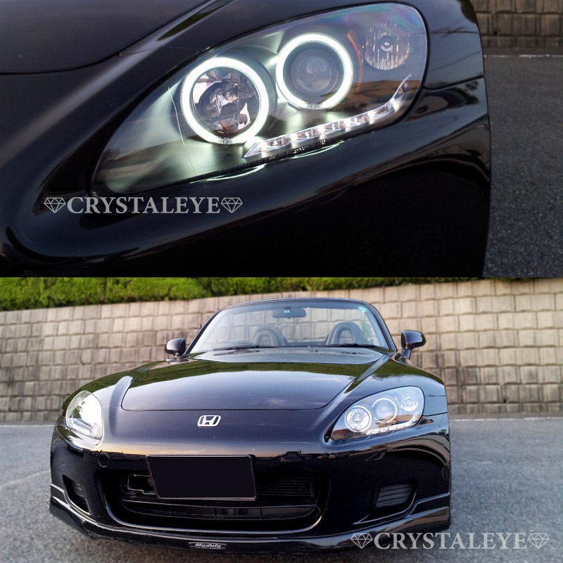 S2000 前期用 ダブルCCFLイカリングプロジェクターヘッドライト(ブラック）