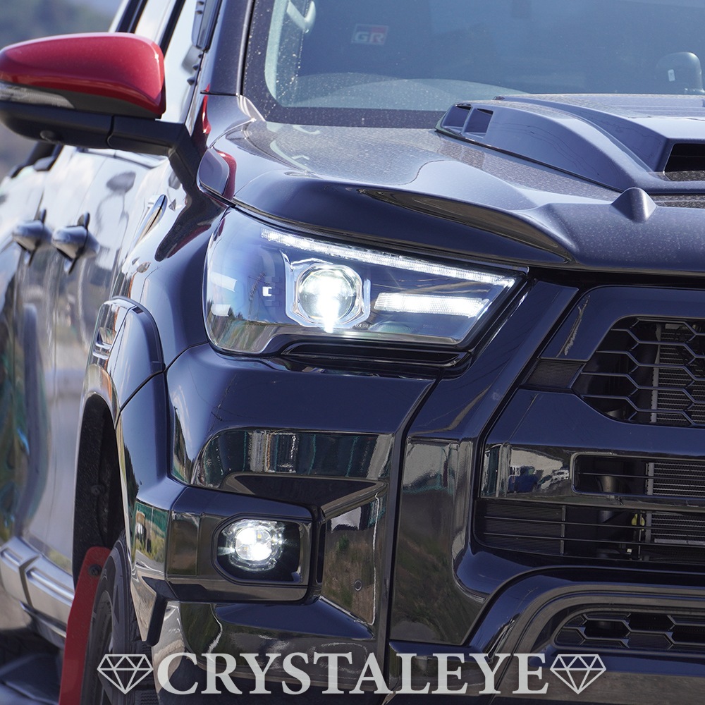 ハイラックス GUN125 LED付プロジェクターヘッドライト ブラック 流れるLEDウィンカー LEDポジション TOYOTA HILUX REVO 日本光軸 d100 | VLAND製 トヨタ ハイラックス ヴィーゴGUN125 ヘッドライト