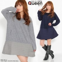 大きいサイズ レディース ワンピース ニットワンピ 45547  ネコポス不可 LL 3L 4L 2014年 冬 Queen クイーン|ワンピース